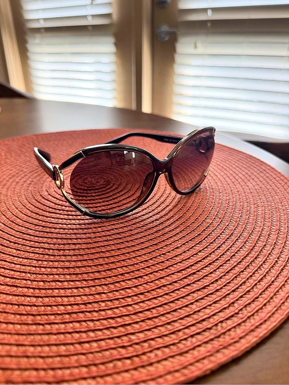 Y2K Salvatore Ferragamo Brown & Gold Side Logo Detail Oversized Sunglasses